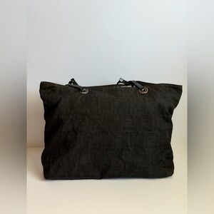Vintage Fendi Zucca Tote Bag in Black Nylon Canvas